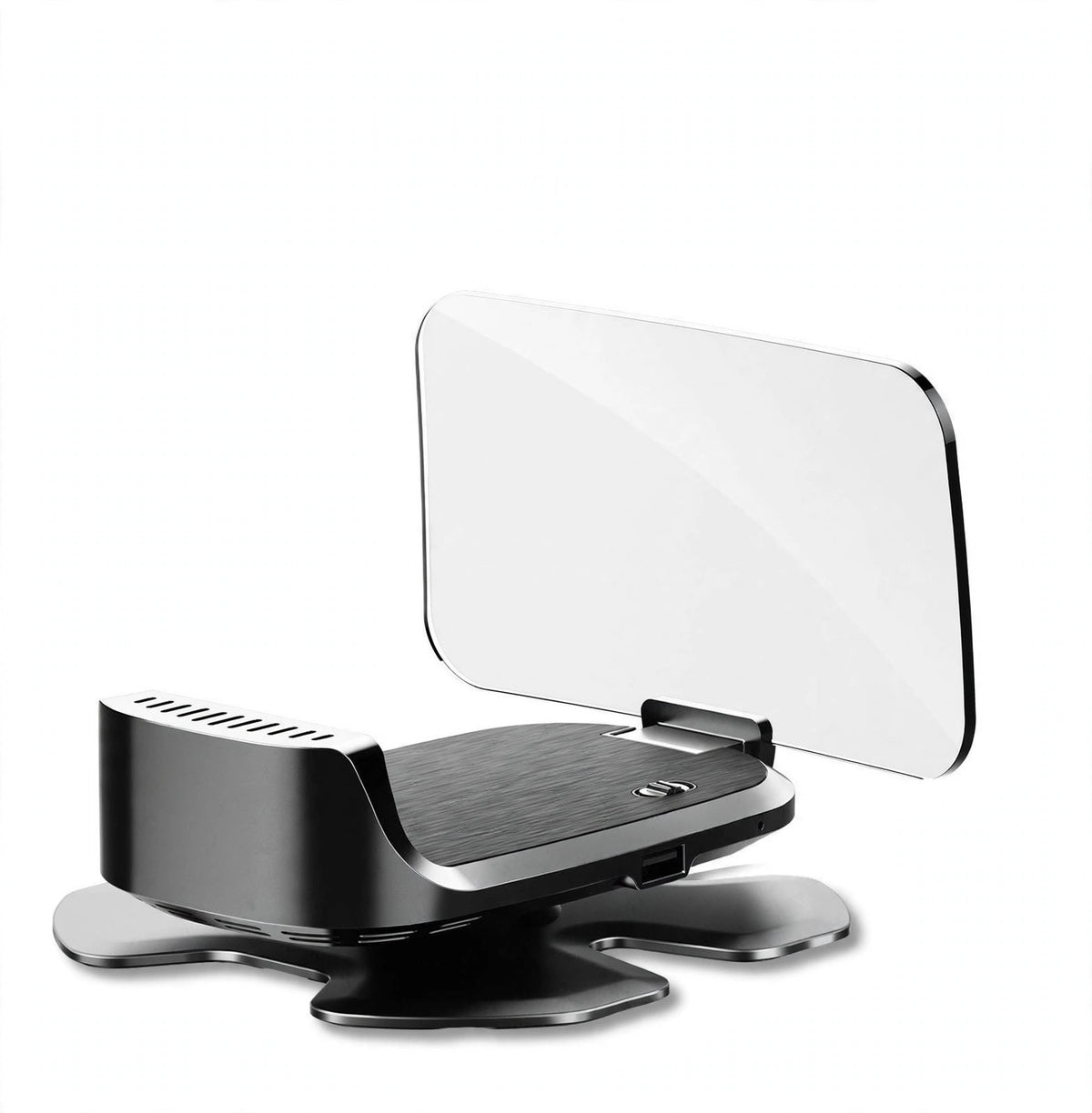Holo Pilot One transparent-panel head-up display, rear studio view