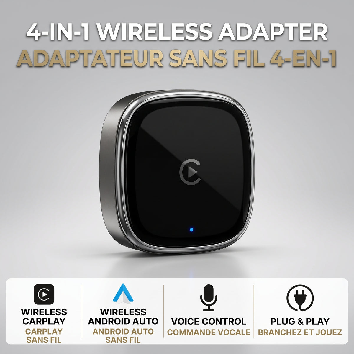 Bigly Brothers Wireless CarPlay & Android Auto Adapter Converts Built-In Wired CarPlay/Android Auto to Wireless (Compatible with 98% of Cars), Voice Control, Small Size, Plug & Play