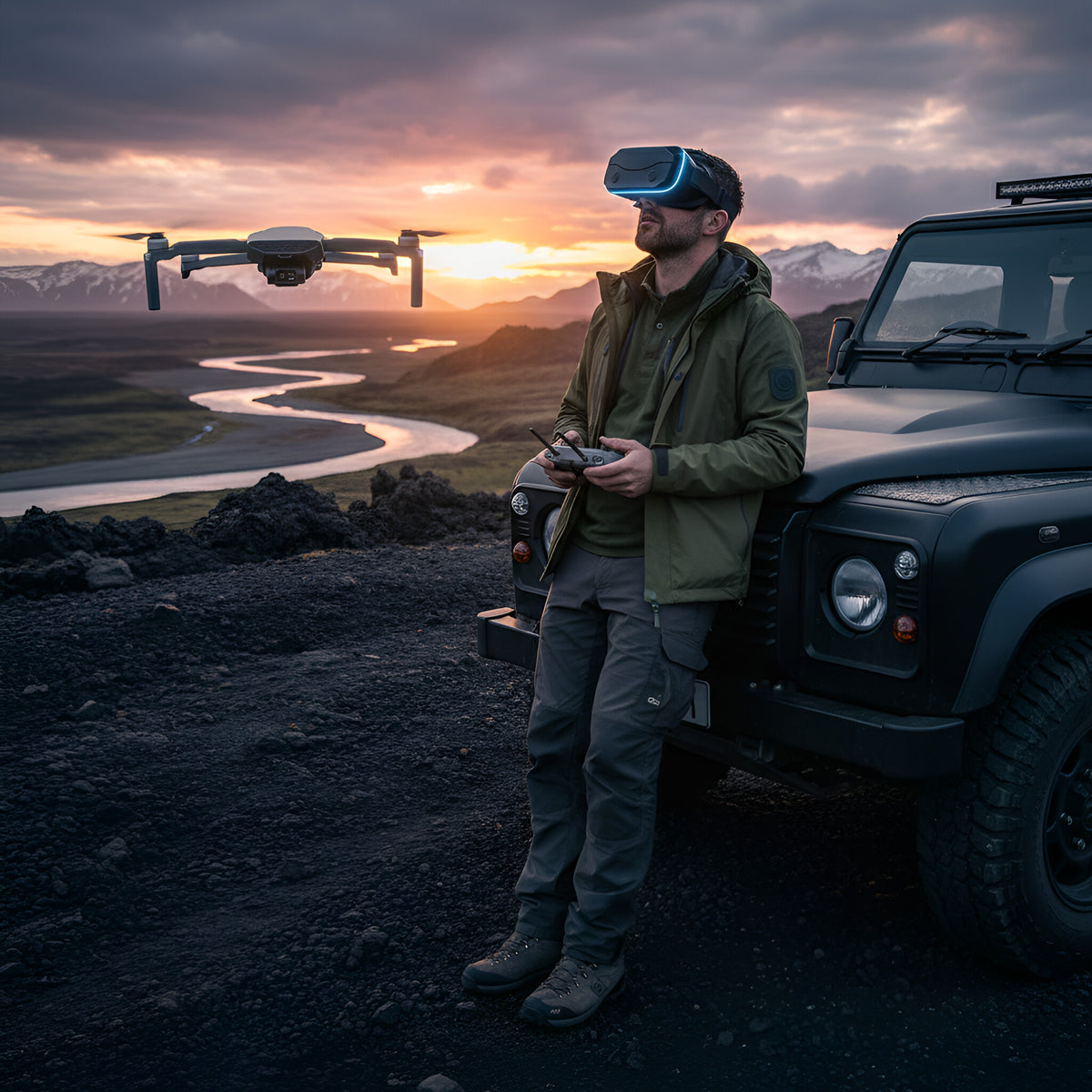 Walker Air Midnight Commando Elite FPV Drone, FPV Goggles, 2 Batteries, 2 Remote Controllers, Voice Commands, 48MP Camera, One Key Return Home, Below 249g, Designed in Canada