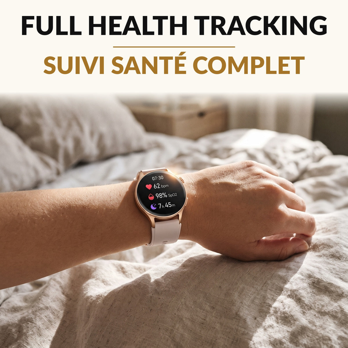 Women's Smart Watch Answer and Make Calls 1.32 Inch AMOLED Round Pink Gold Fitness Tracker Heart Rate Blood Oxygen Sleep 110 Sport Modes 3ATM