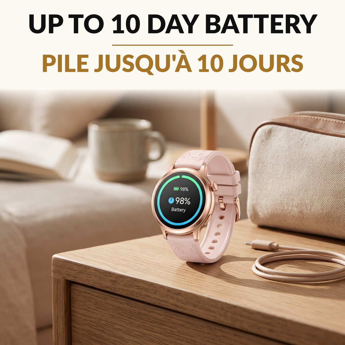 Slim Women's Smart Watch 1.1 Inch AMOLED Small Round Fitness Tracker 24 Hour Heart Rate Sleep Stages Cycle Tracking 120 Sport Modes 10 Day Battery