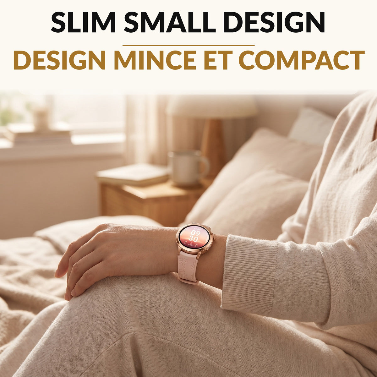 Slim Women's Smart Watch 1.1 Inch AMOLED Small Round Fitness Tracker 24 Hour Heart Rate Sleep Stages Cycle Tracking 120 Sport Modes 10 Day Battery