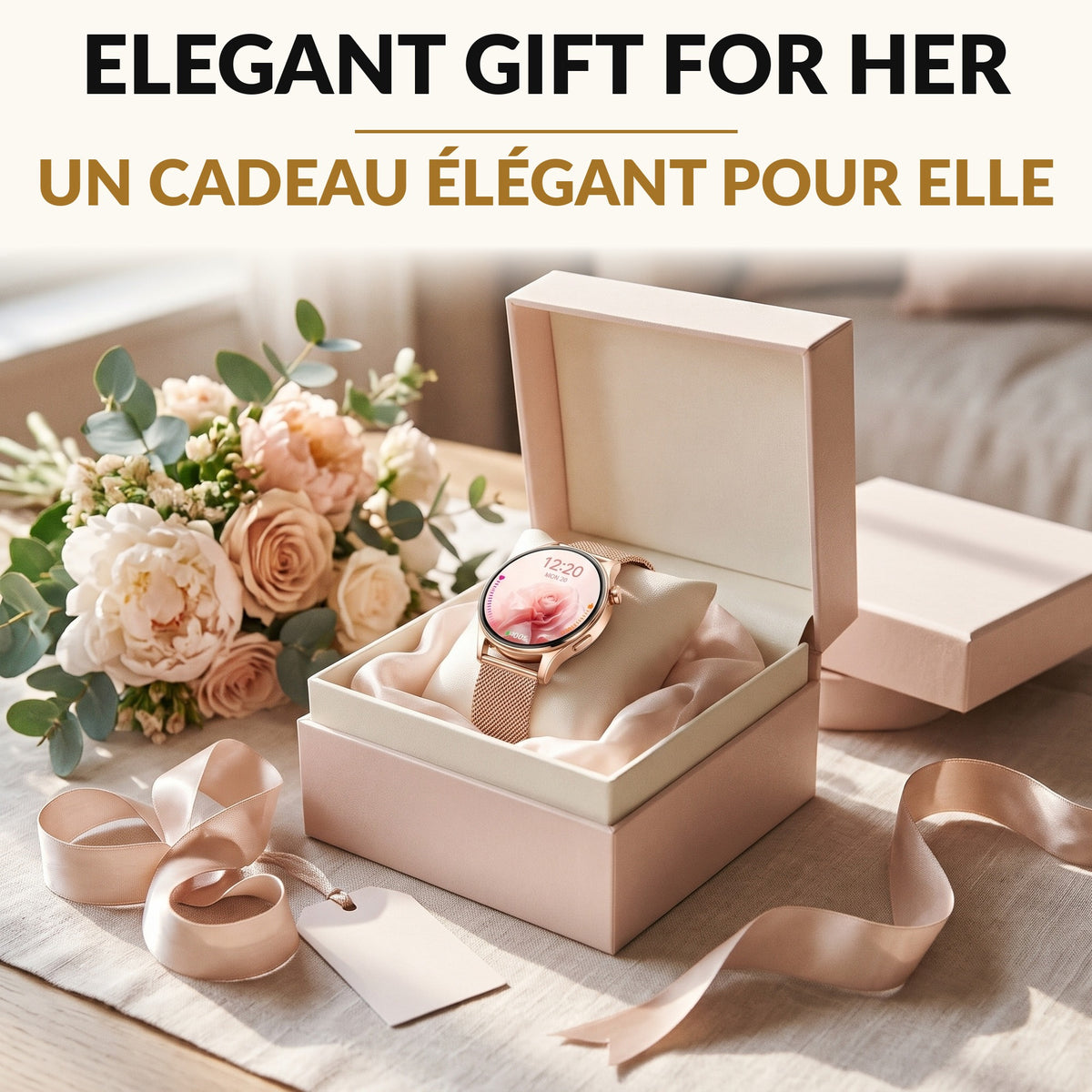 Women's Smart Watch with Bluetooth Calling 1.32 Inch AMOLED Round Display Rose Gold Steel Band Fitness Tracker Heart Rate Sleep 110 Sport Modes 3ATM