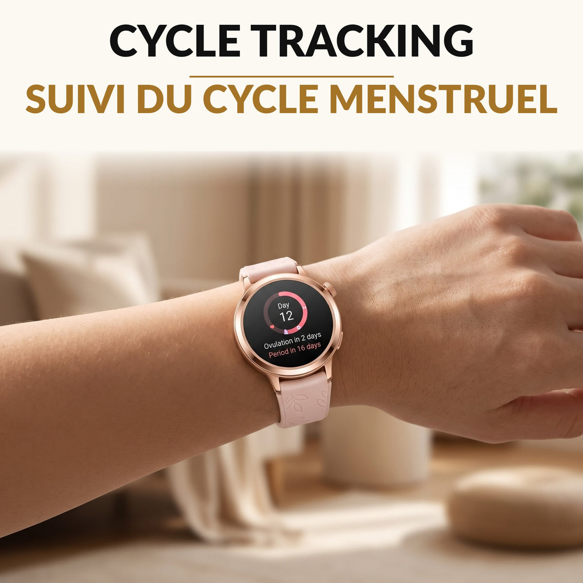 Slim Women's Smart Watch 1.1 Inch AMOLED Small Round Fitness Tracker 24 Hour Heart Rate Sleep Stages Cycle Tracking 120 Sport Modes 10 Day Battery