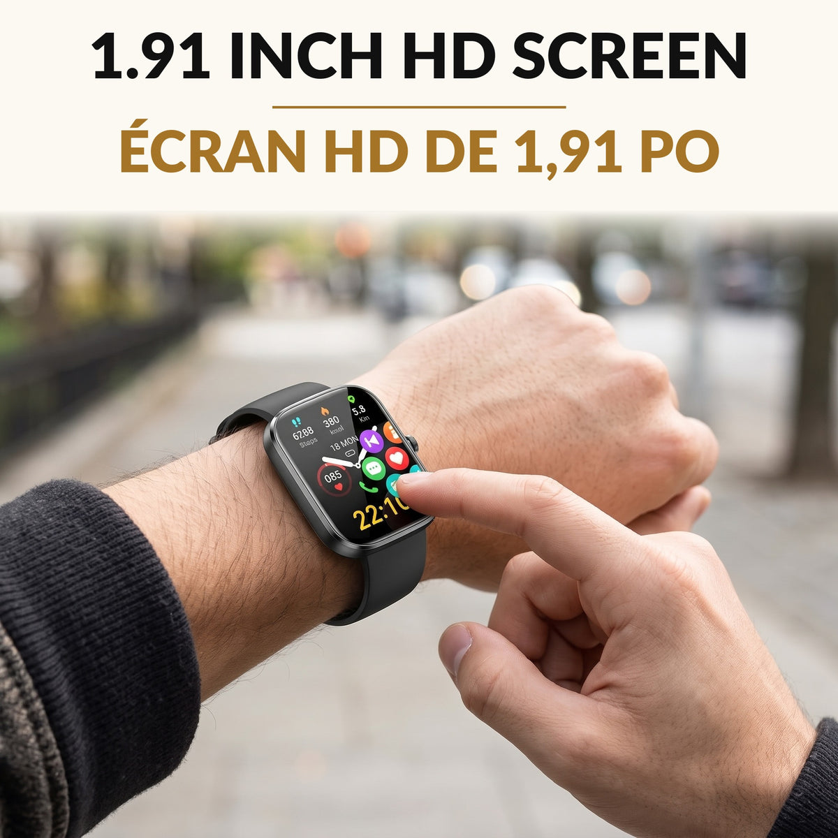 Smart Watch for Men and Women 1.91 Inch HD Touchscreen Bluetooth Calling 110 Sport Modes IP68 Waterproof Heart Rate Sleep Monitor 200 Watch Faces