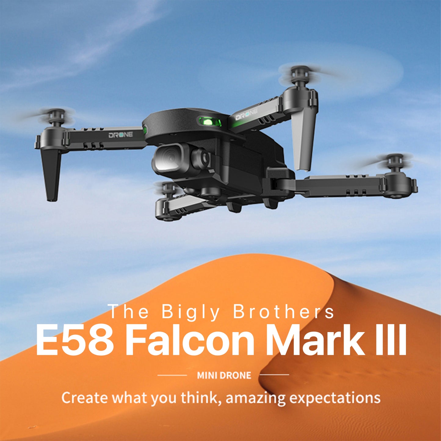 The Bigly Brothers E58 Mark III Falcon Mini Drone With HD Camera Headless Mode Professional Foldable Quadcopter Phone Control RC Drone