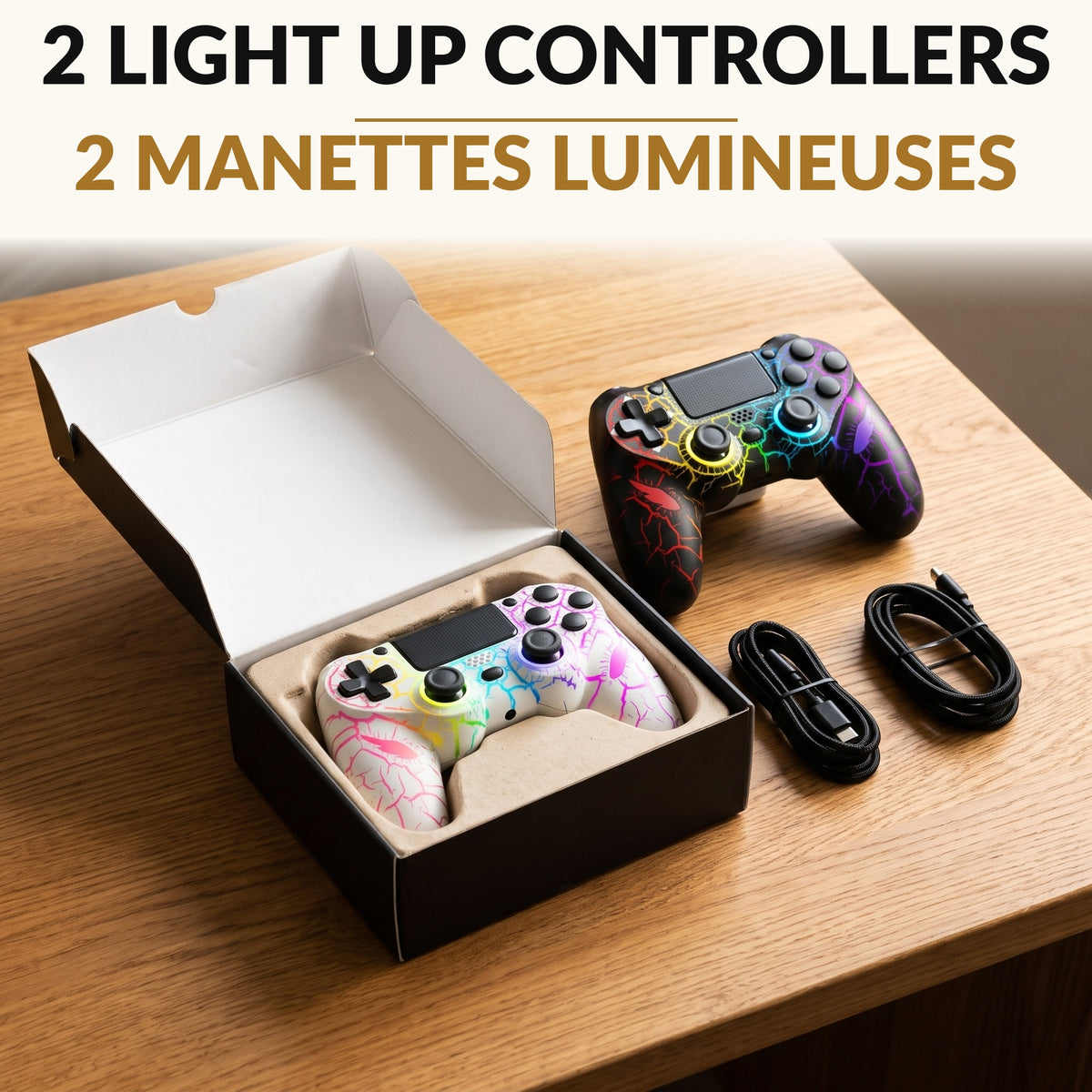 Light Up Wireless Controller 2-Pack, RGB