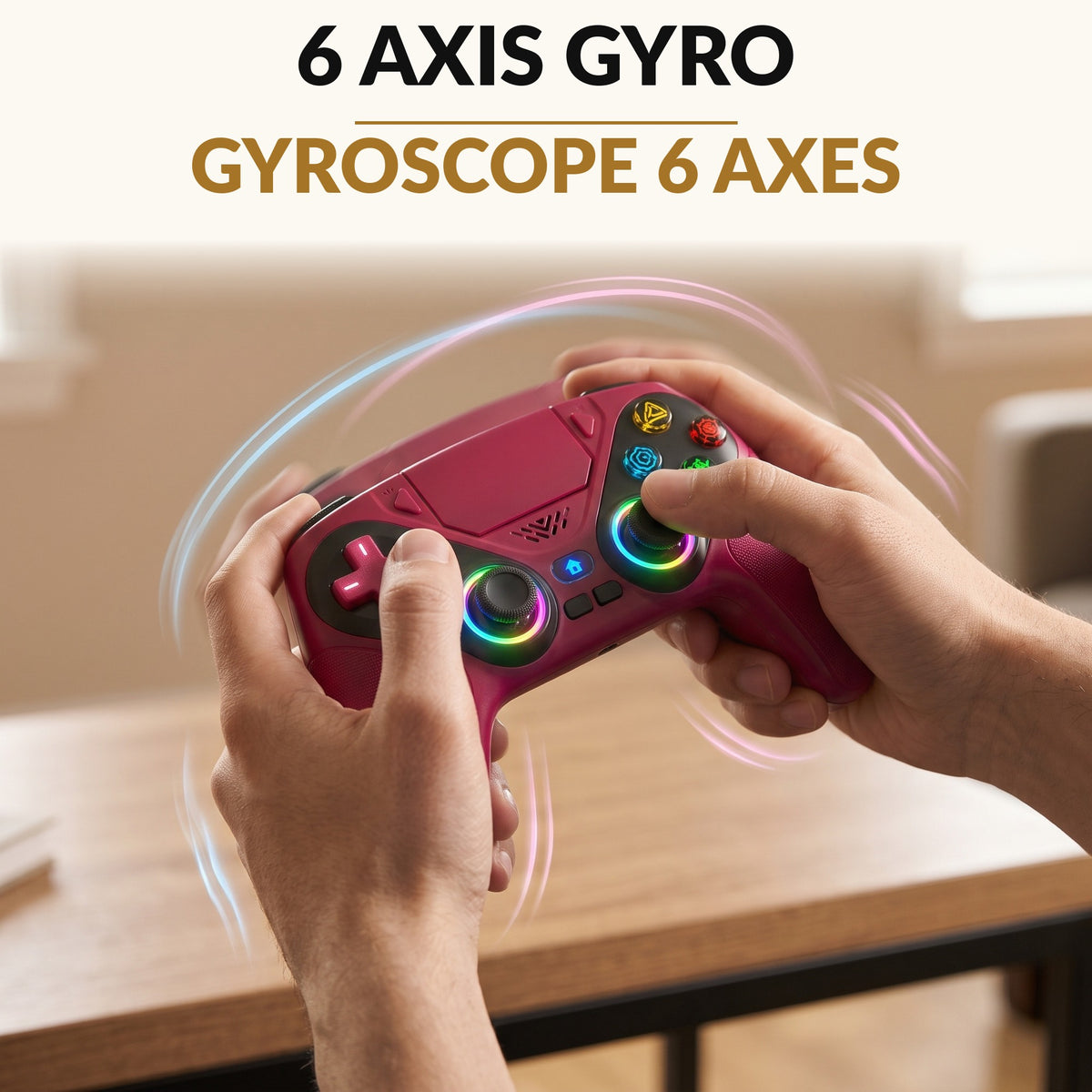 PS5 Wireless Controller — LED Game Controller with Customizable RGB Lights, Dual Vibration, 6-Axis Gyro, Macro and Turbo, Built-In Speaker and 3.5mm Audio Jack for PS5 and PC