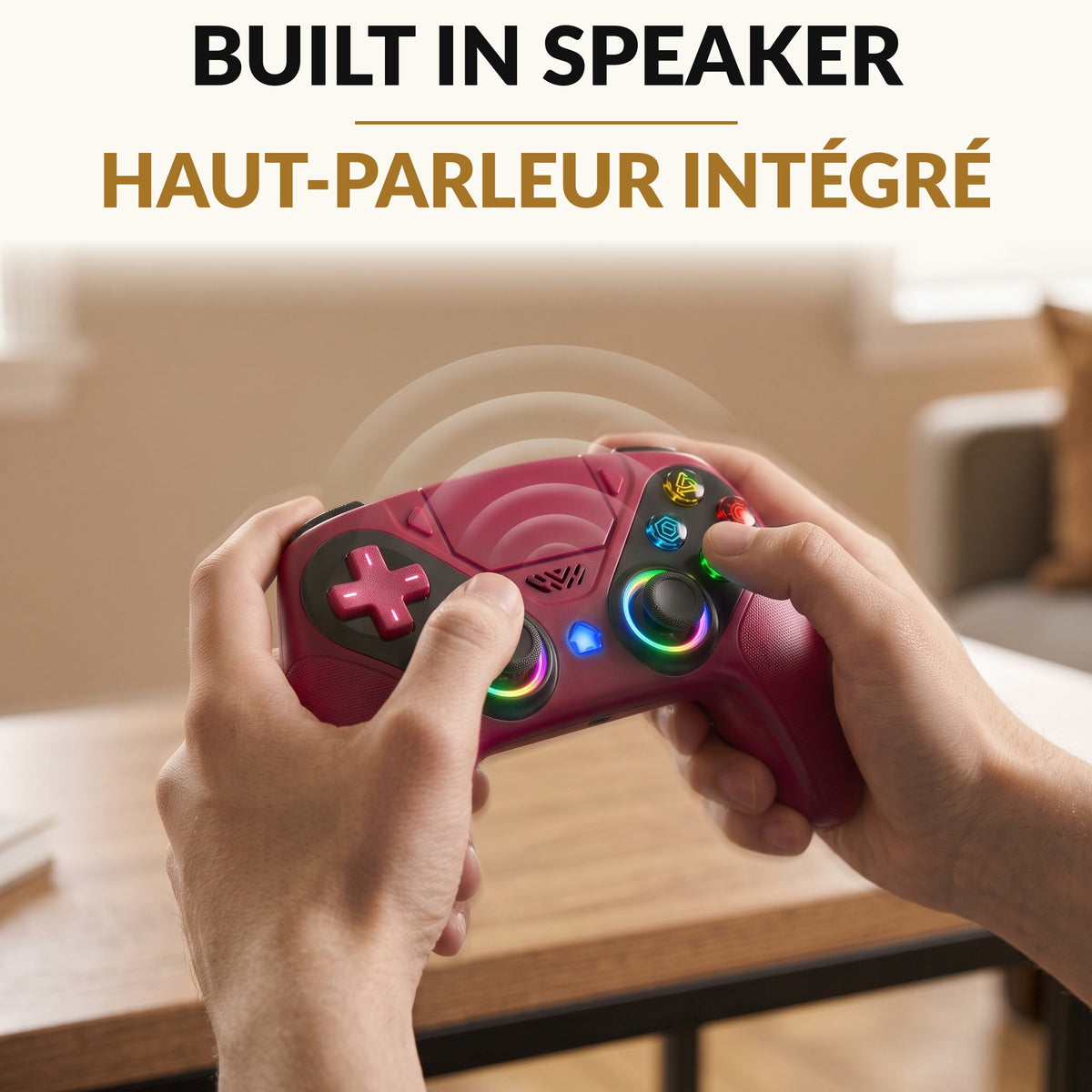 PS5 Wireless Controller — LED Game Controller with Customizable RGB Lights, Dual Vibration, 6-Axis Gyro, Macro and Turbo, Built-In Speaker and 3.5mm Audio Jack for PS5 and PC