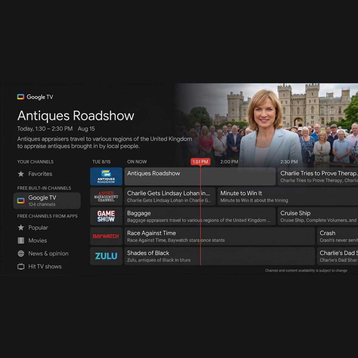 Brother Eye Mark III Elite Google TV free built-in channels guide