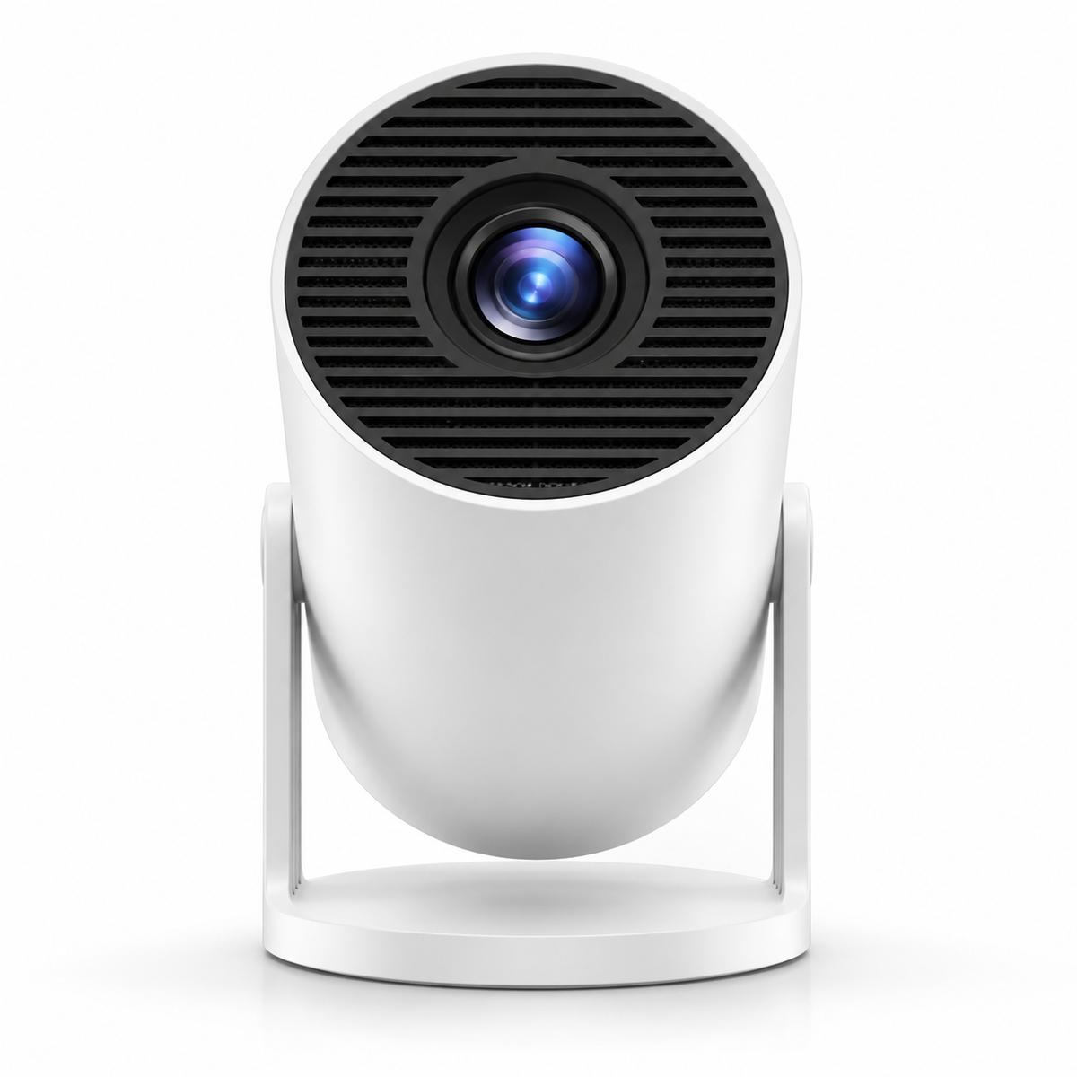 Mark I Lite white projector, front-facing view. Reconstructed product illustration.
