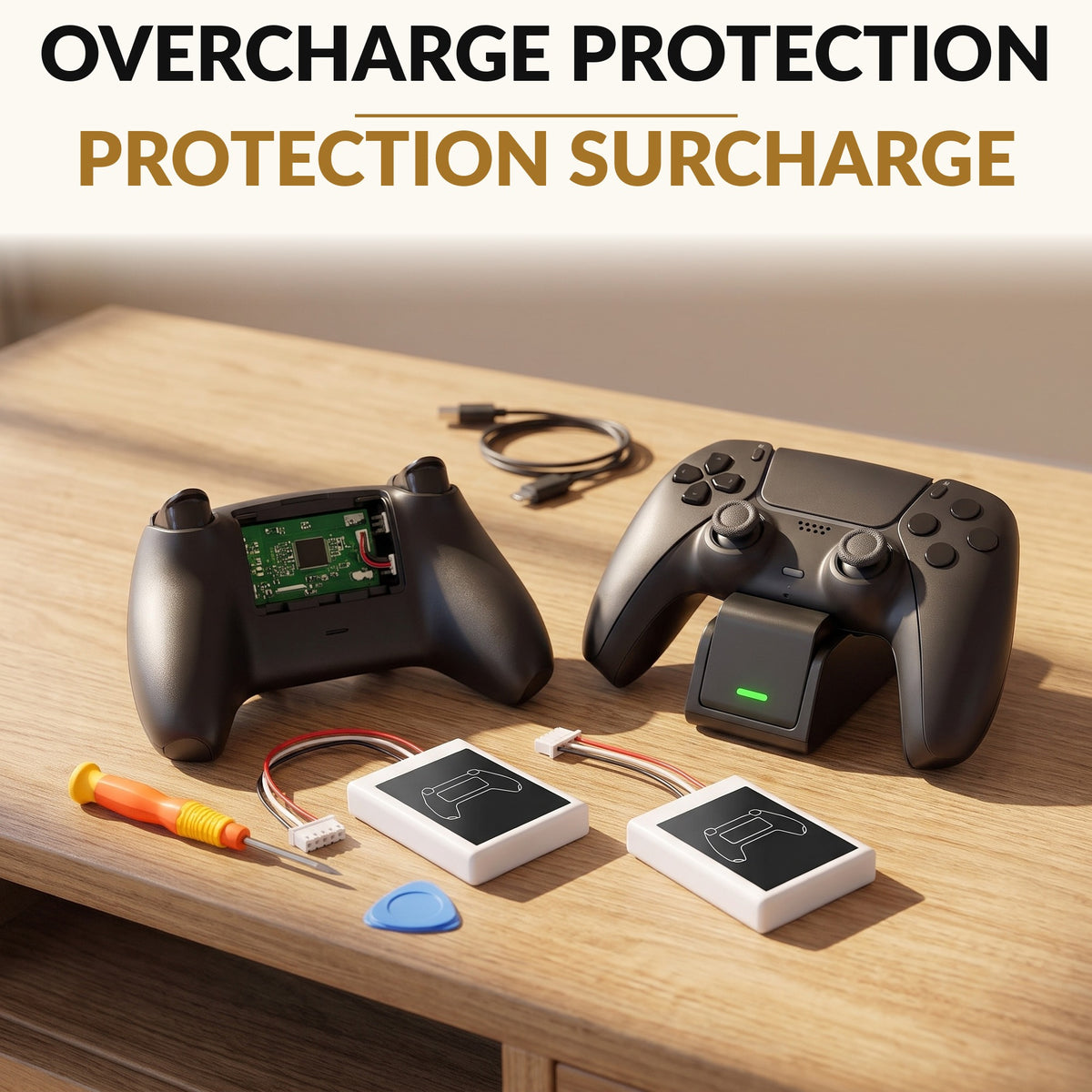 Controller Replacement Battery 2 Pack 8880mWh High Capacity Rechargeable Lithium Ion with Install Tool Kit and Overcharge Protection for Extended Gaming