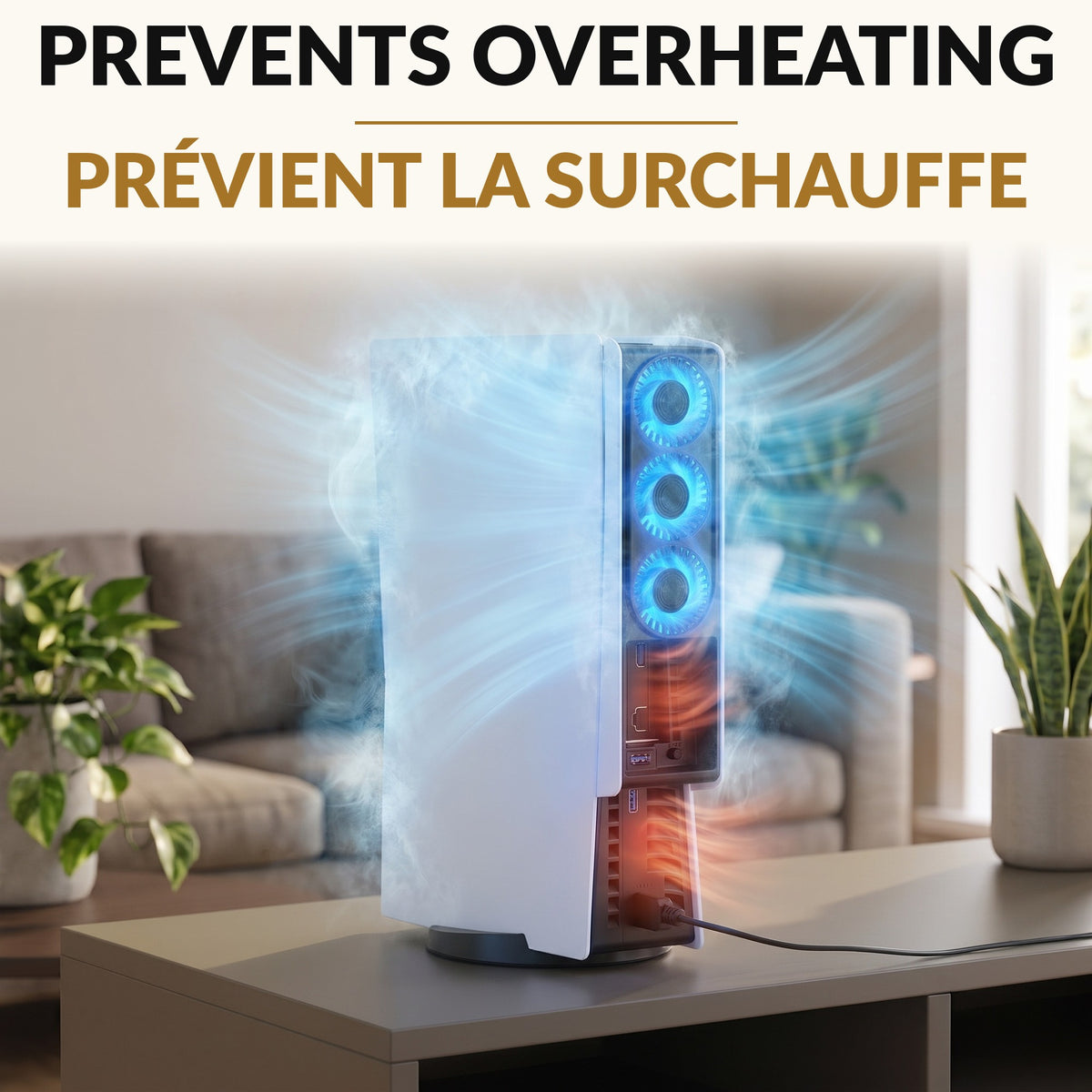 Quiet Cooling Fan for Slim Game Console with 3 Fans Auto Temperature Sensor Blue LED Light 2 Speeds and Extra USB Port for Disc and Digital Editions