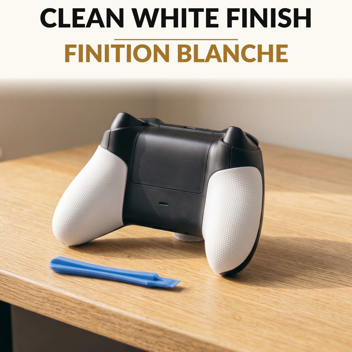 Replacement Back Shell Cover for Pro Edition Controller White with Soft Rubber Grip Snap On Install Opening Tool Included Fixes Peeling and Yellowing