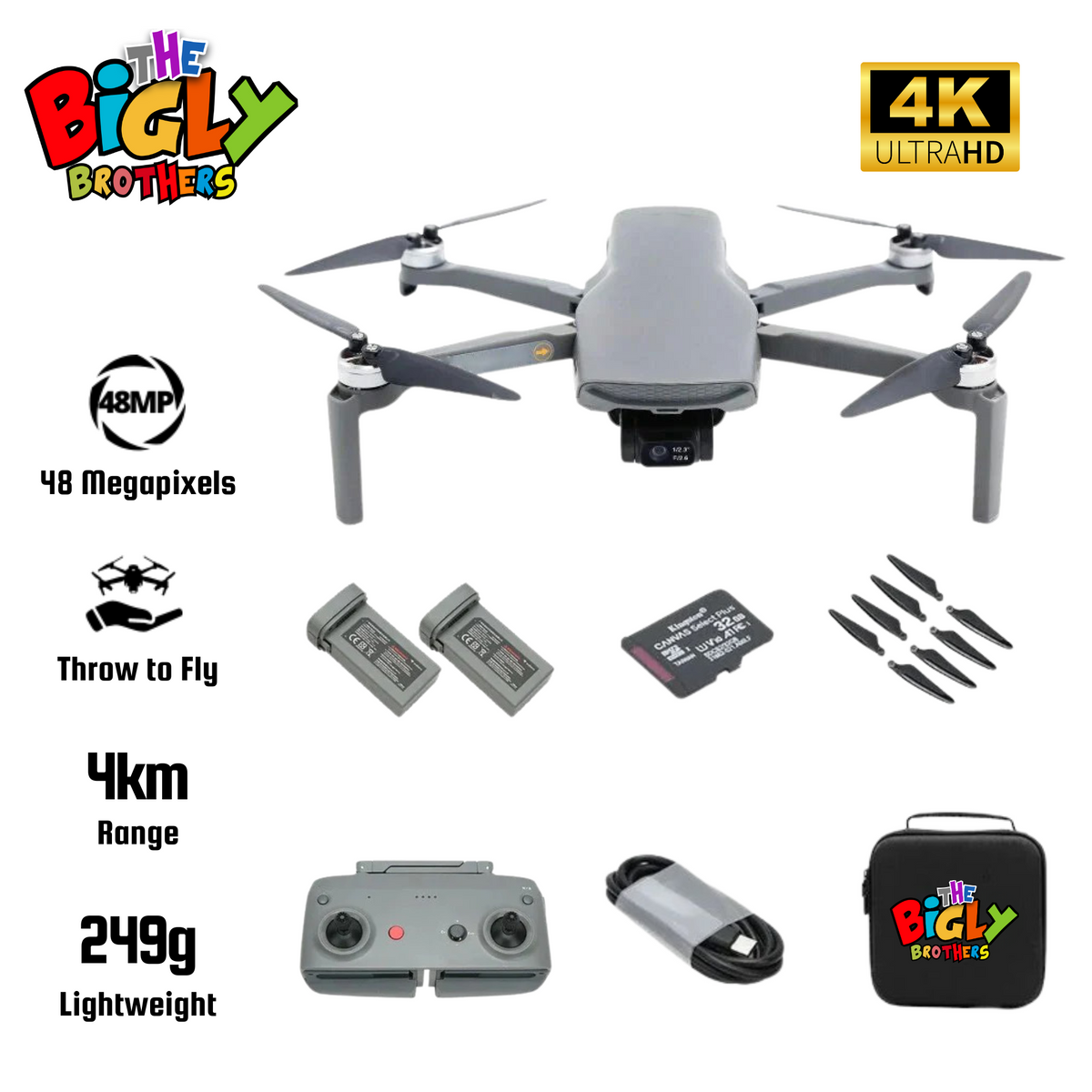New Release Walker Air Satcom 1 Elite Mini SE FPV Drone, One Throw Fly, 48 MP Camera, 58-Mins Flight Time, 4km Range, 3-Axis Gimbal, GPS System, Follow Me Mode, Below 249 Grams