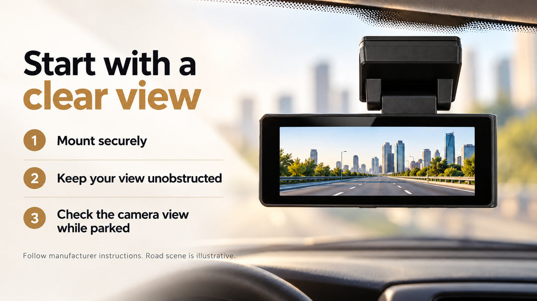 A3 setup checks: mount securely and check the view while parked