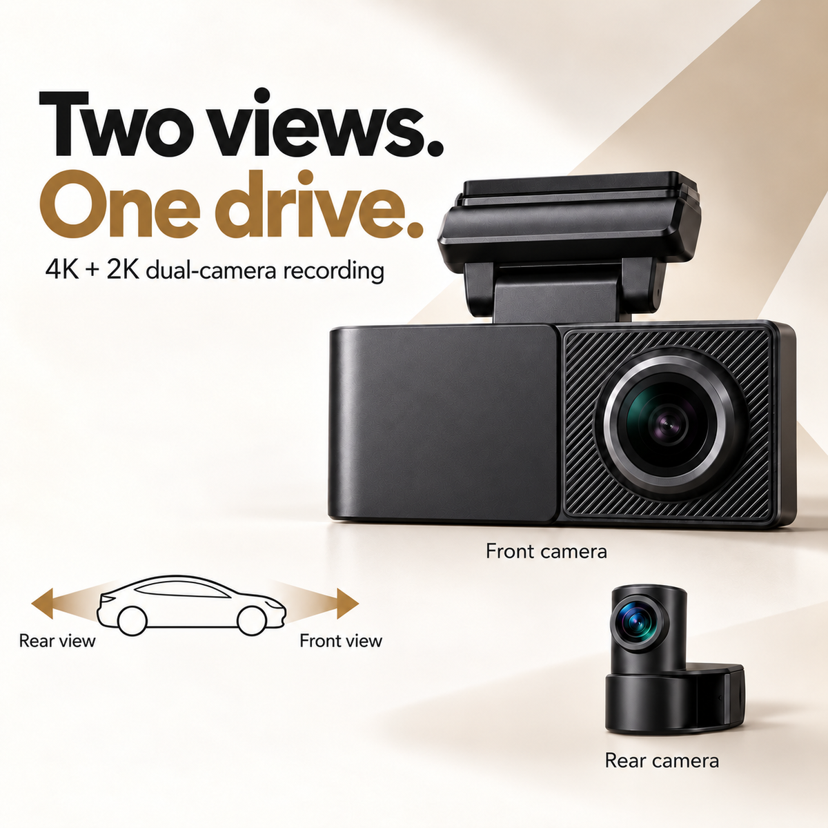 A3 4K plus 2K dual-camera recording, showing main and rear cameras