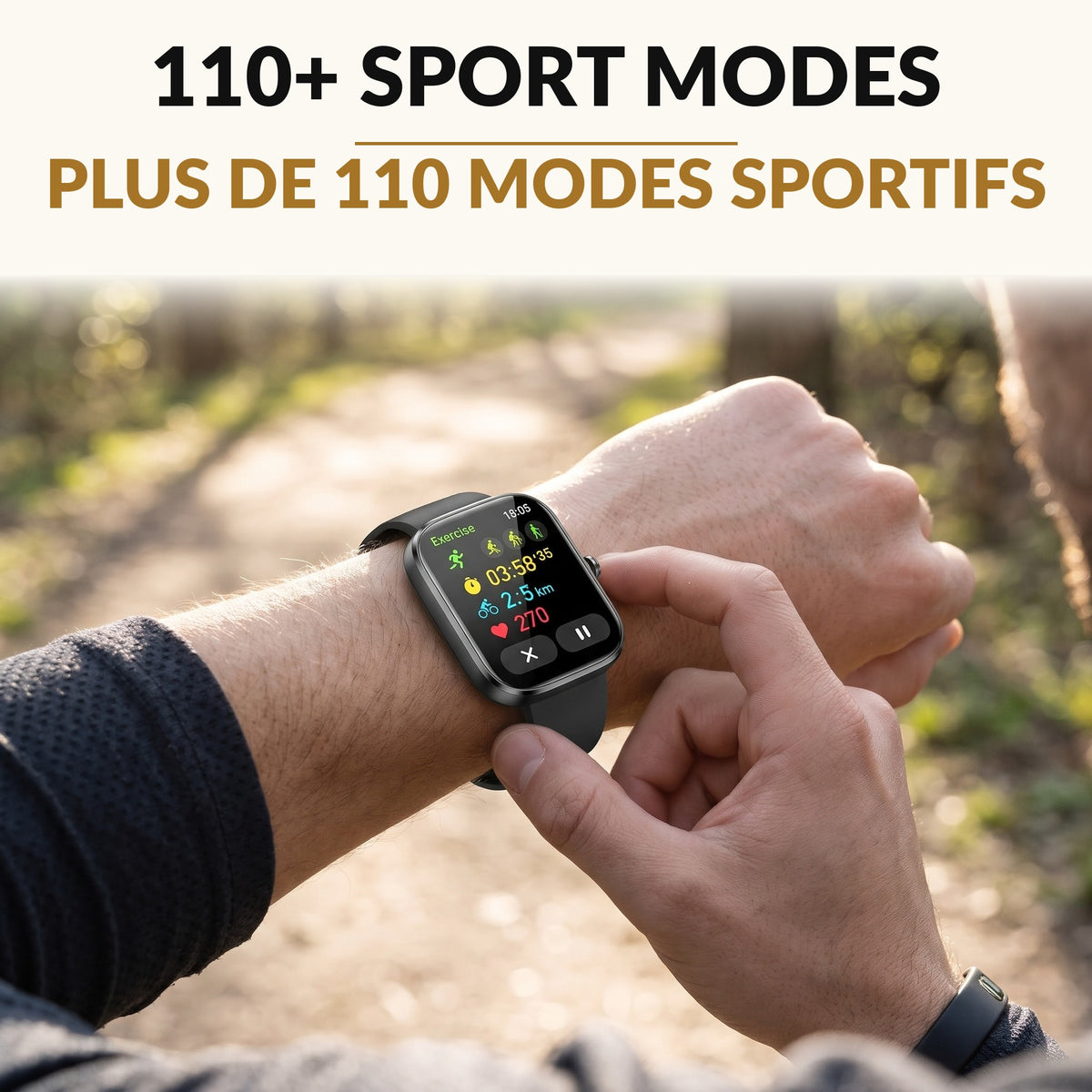 Smart Watch for Men and Women 1.91 Inch HD Touchscreen Bluetooth Calling 110 Sport Modes IP68 Waterproof Heart Rate Sleep Monitor 200 Watch Faces