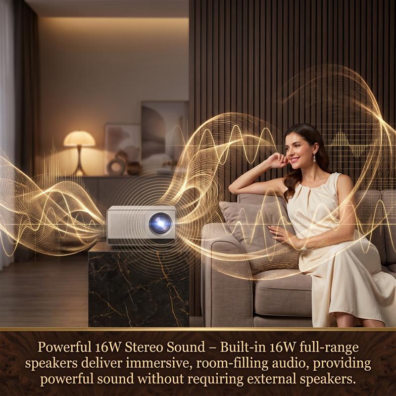 Mark V projector — powerful 16W stereo sound