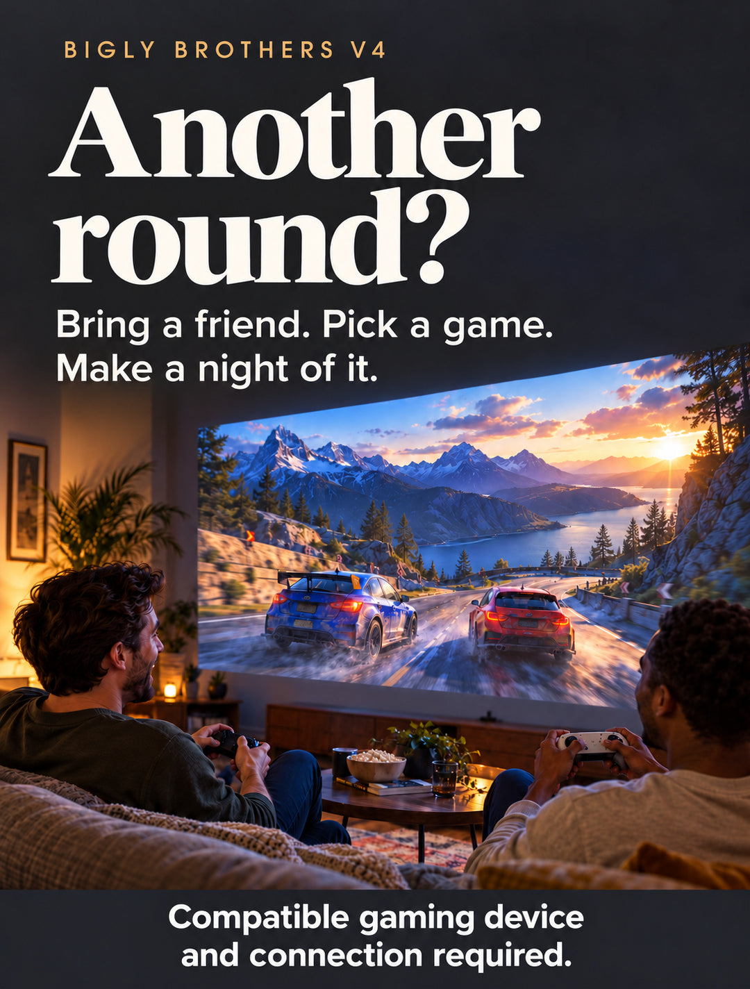 V4 casual game-night panel, with compatible equipment required