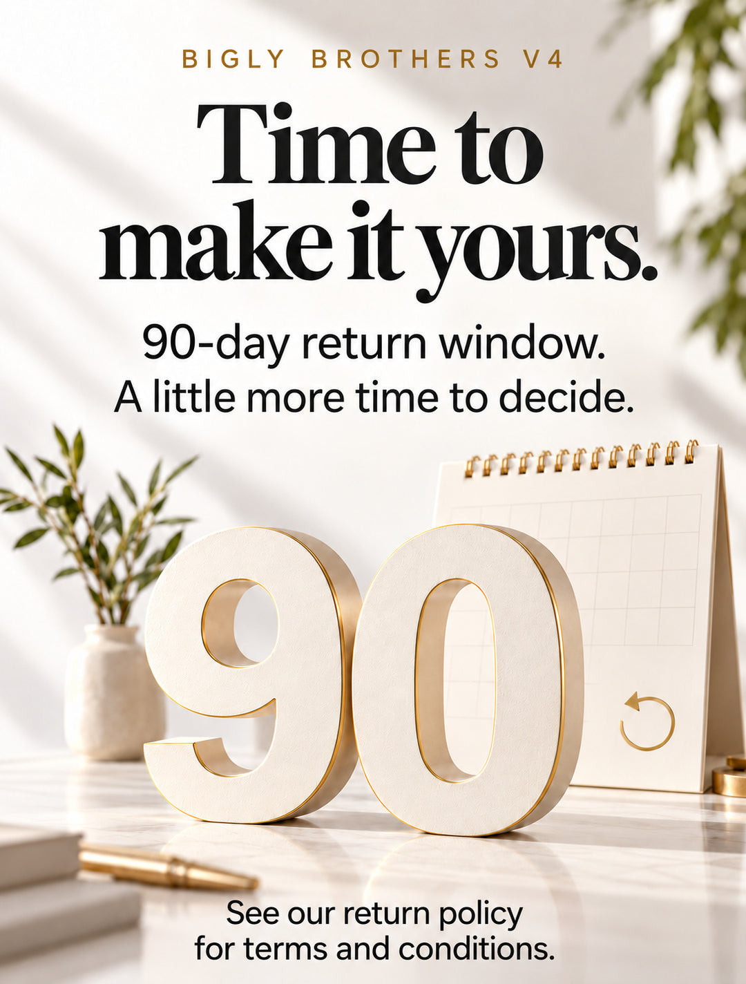 90-day return window, subject to return-policy terms
