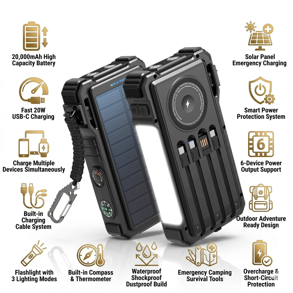 20000mAh Solar Power Bank