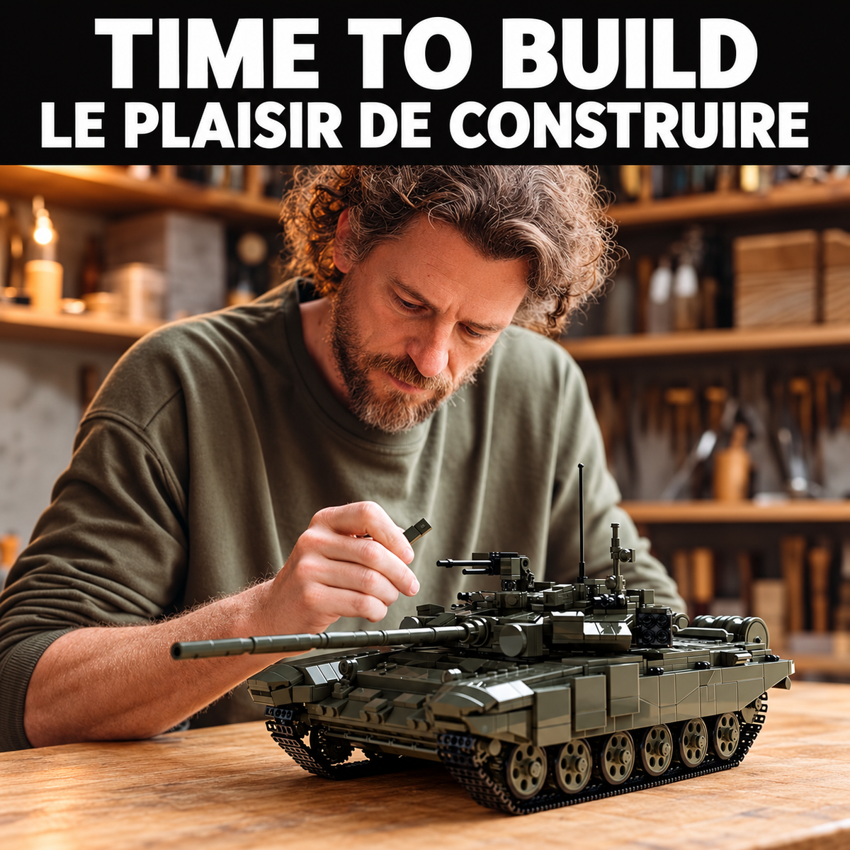 Modern Main Battle Tank Building Set for Adults - 2,083 Pieces, Detailed Interior with Removable Panels, Display Model