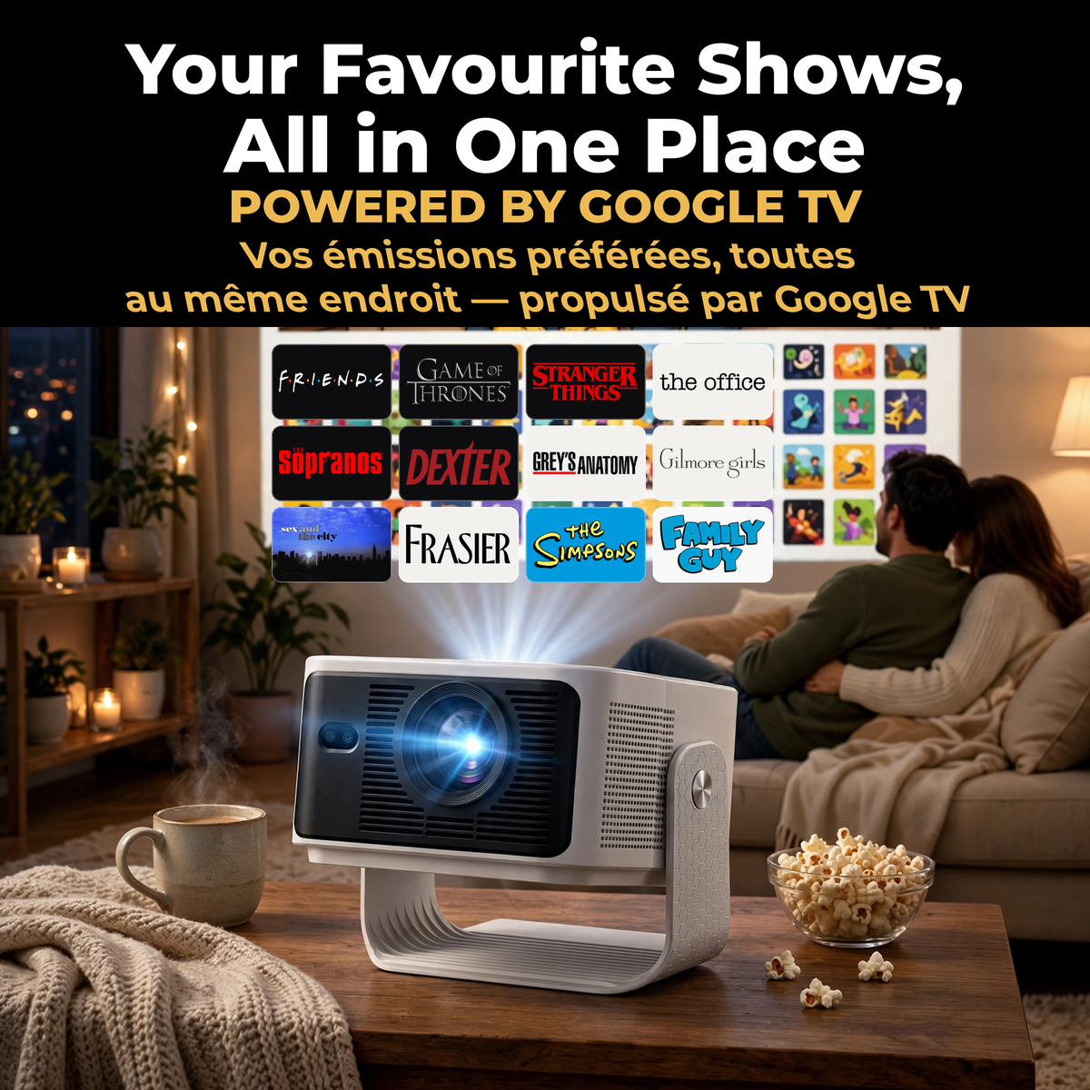 Mark III Elite living room — your favourite shows, all in one place, powered by Google TV