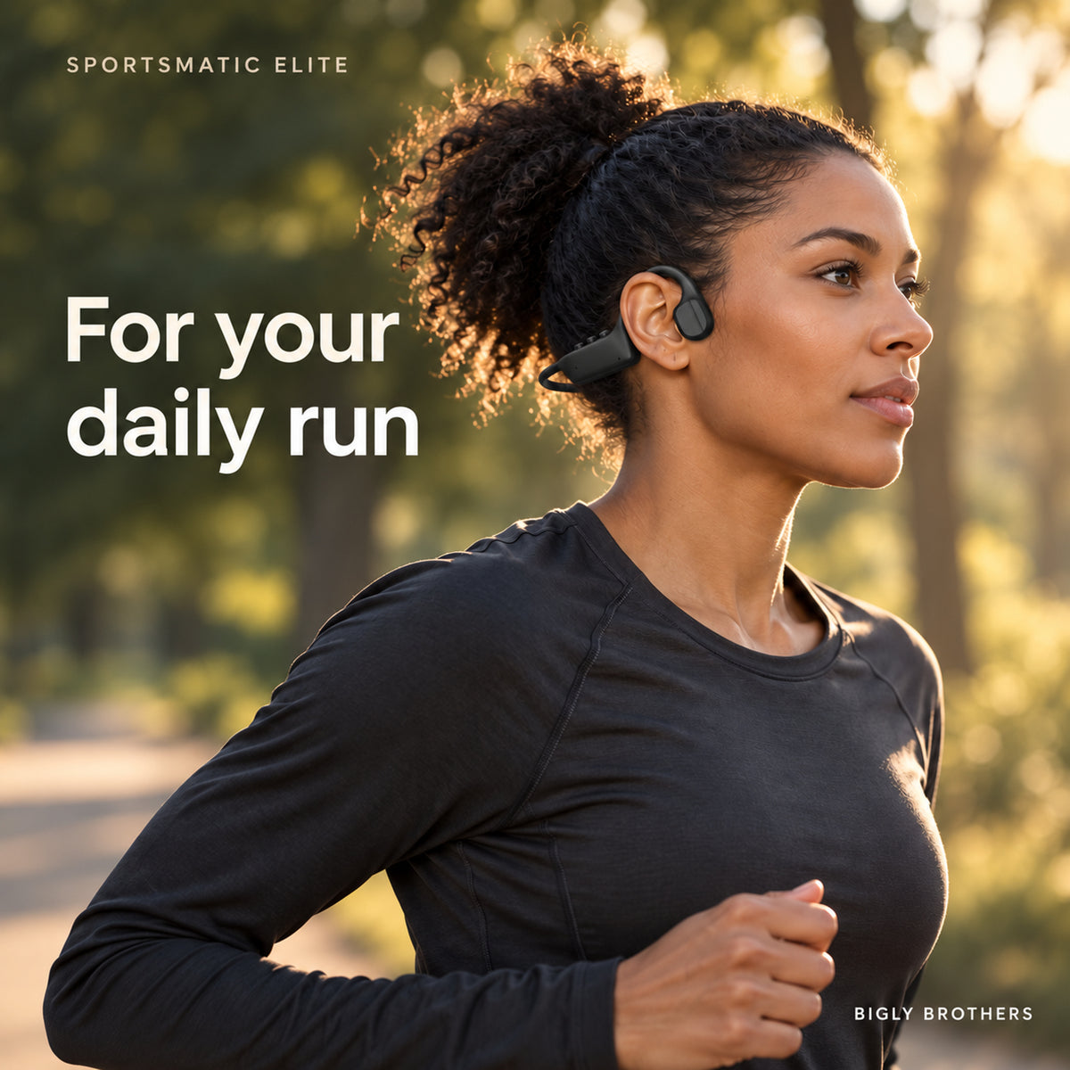 Running with Sportsmatic Elite Run open-ear headphones