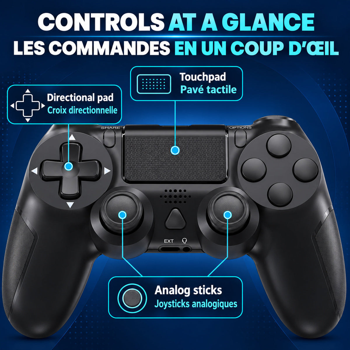 Strike Wireless Controller + Wireless Gaming Headset Gift Set — PS4/PC Controller (Dual Vibration, Touchpad, Micro-USB) + Headset for PS5/PS4/Switch/PC