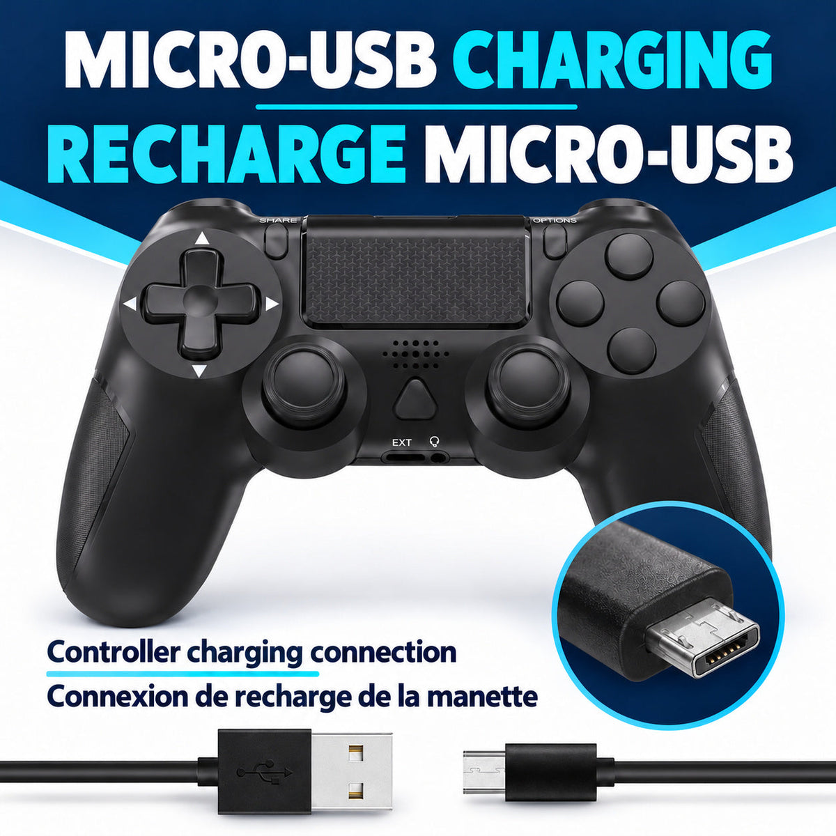 Strike Wireless Controller + Wireless Gaming Headset Gift Set — PS4/PC Controller (Dual Vibration, Touchpad, Micro-USB) + Headset for PS5/PS4/Switch/PC