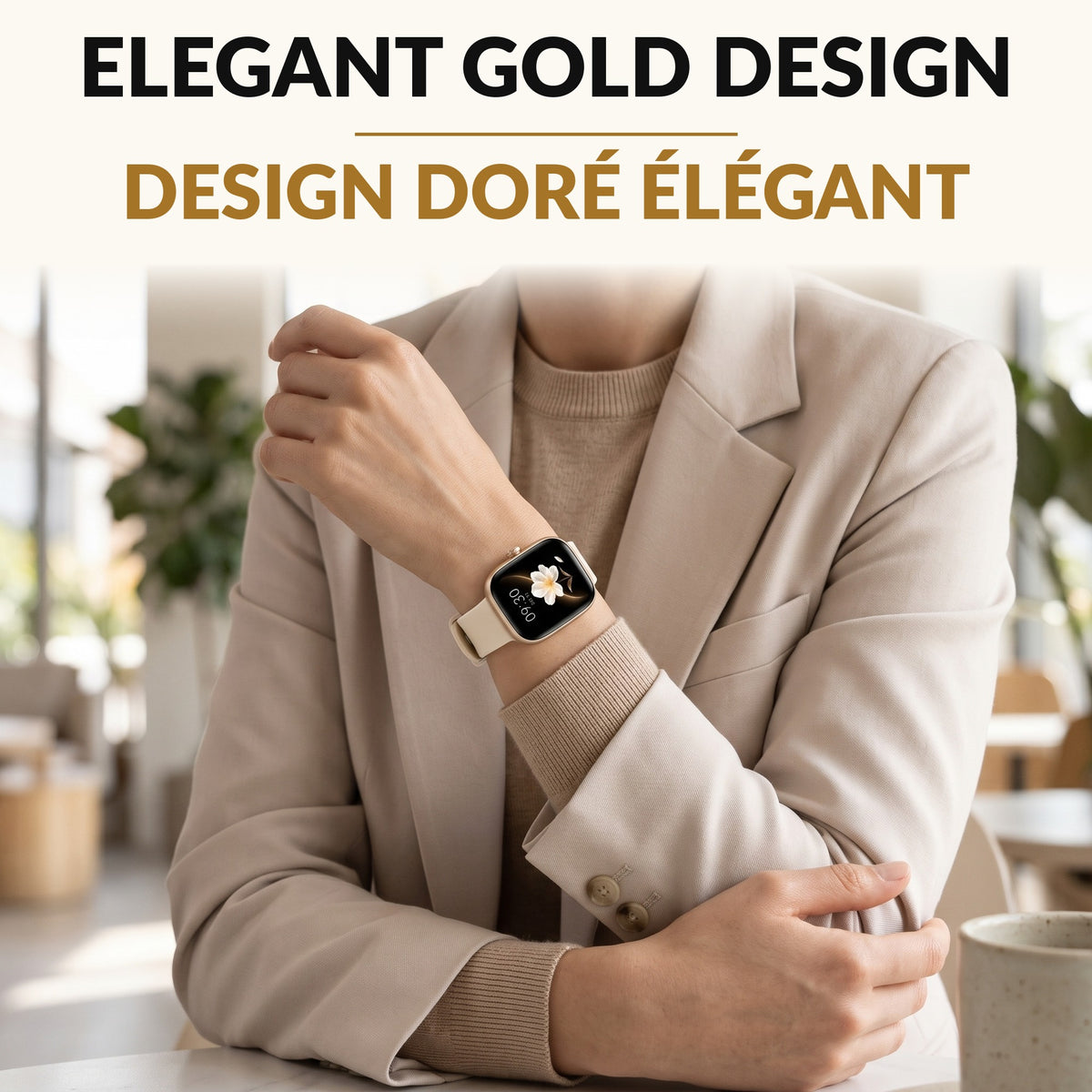 Women's Smart Watch with Bluetooth Calling 1.83 Inch HD Gold Fitness Tracker Heart Rate SpO2 Sleep Monitor Pedometer 120 Sport Modes IP67