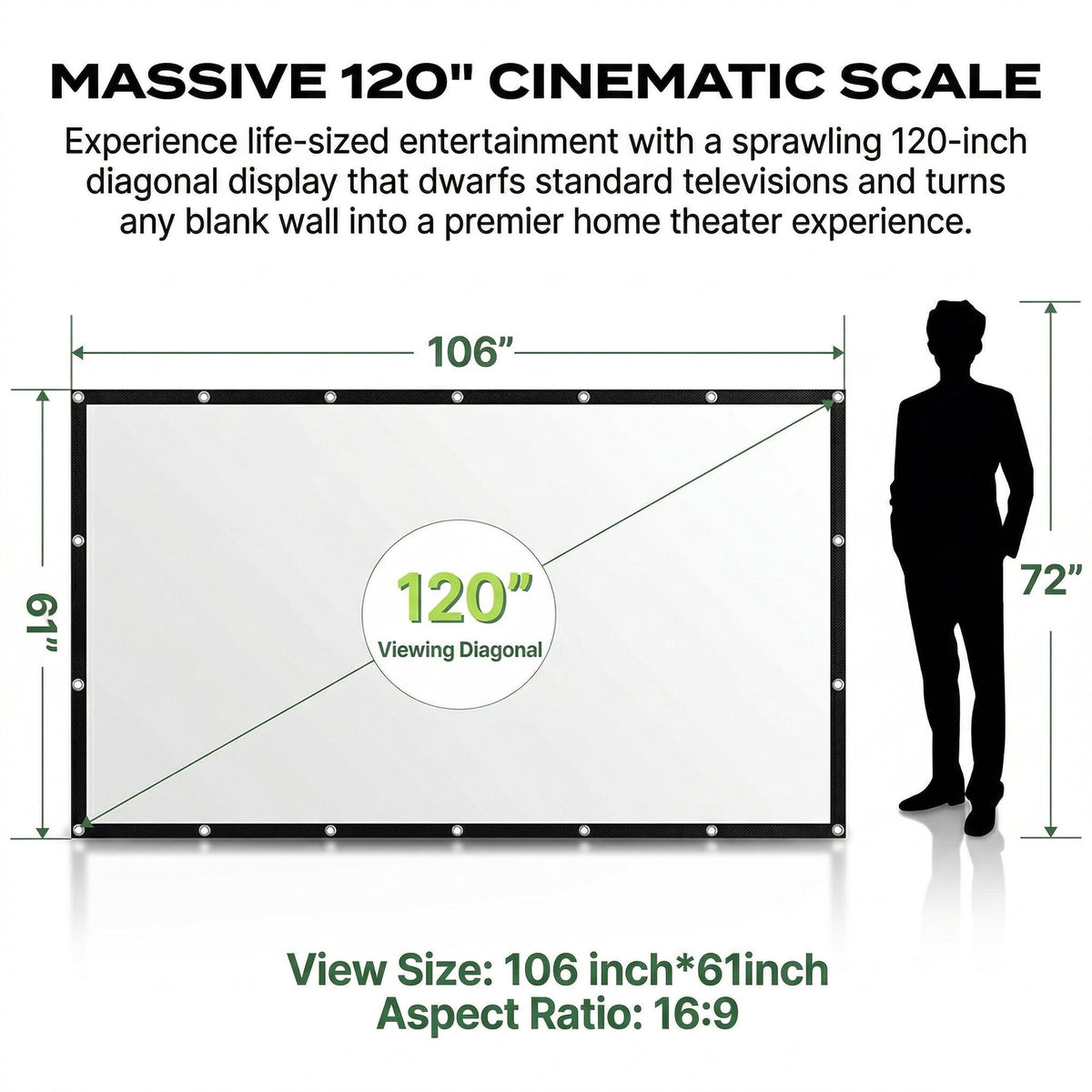 Bigly Brothers 100-Inch Projector Screen – Home Theater Projection Screen