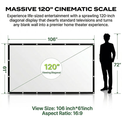 100-inch Projector Screen, Double-Sided Washable Indoor/Outdoor 16:9 Wall Mount Screen, Foldable Anti-Crease Portable Projector Screen for Home Theater, Gaming, Business, Weddings