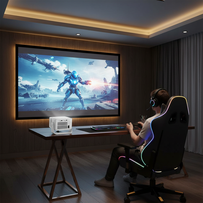 The Bigly Brothers 4K Smart Projector with WiFi & Bluetooth, Native HD Portable Home Theater Projector, Auto Keystone, Built-in Speakers, Compatible with iPhone, Android, TV Stick, Laptop