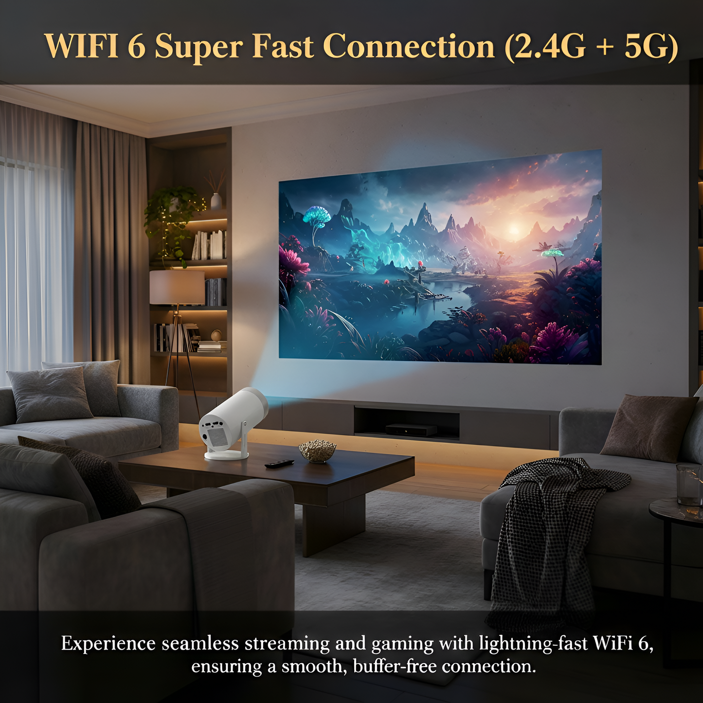 Brother eye 4k Mini projector 300 lumens , Built-in speaker , Pre installed Apps, up to 200 inch size display , 2gb ram 16gb rom ultra fast , All in One Super Mini Projector