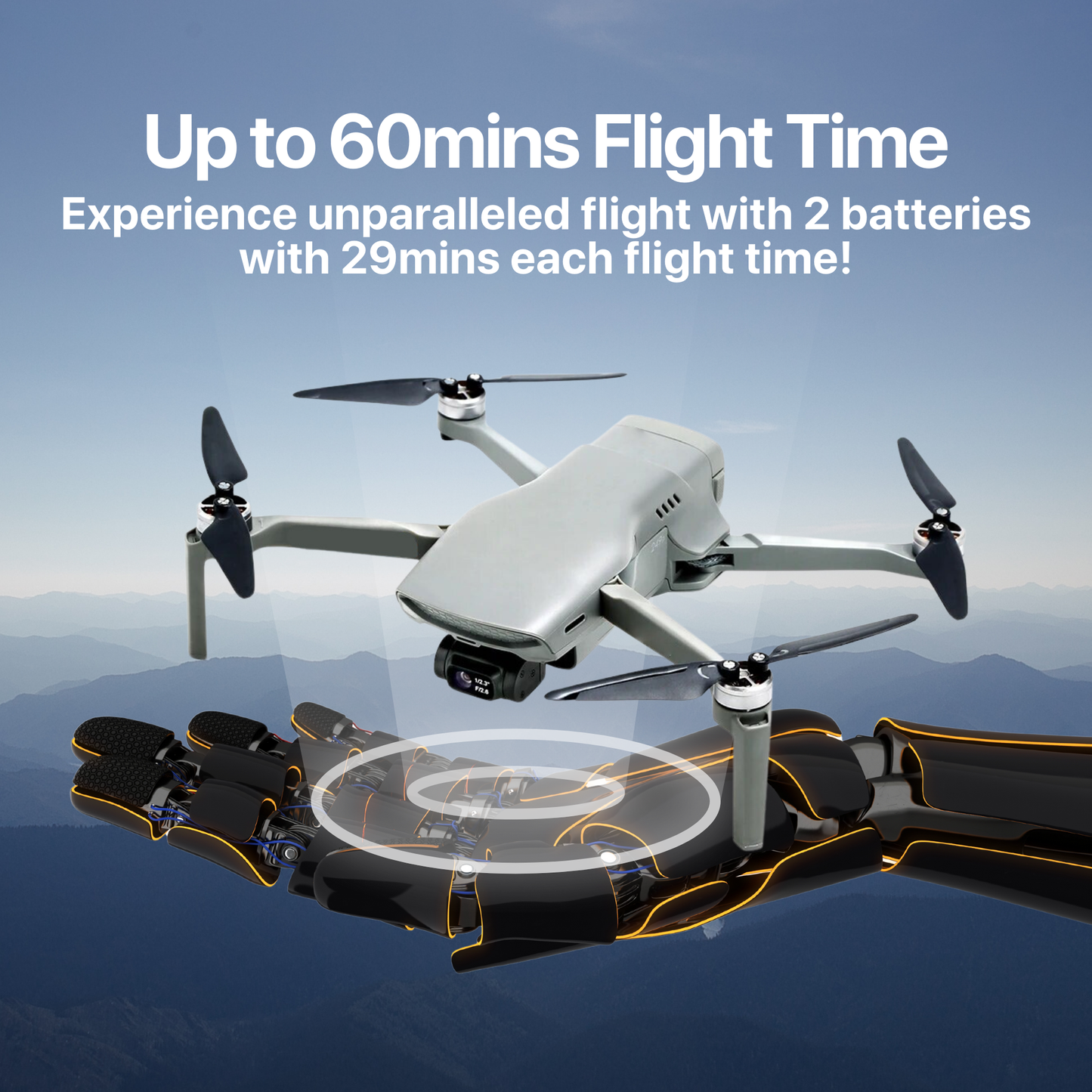 The Bigly Brothers Walker-Air FPV Drone, Intelligent Voice Control, One Throw Fly, 48 MP Camera, 58-Mins Flight, 4km Range, 3-Axis Gimbal, GPS System, Intelligent Follow Me Mode, Below 249g