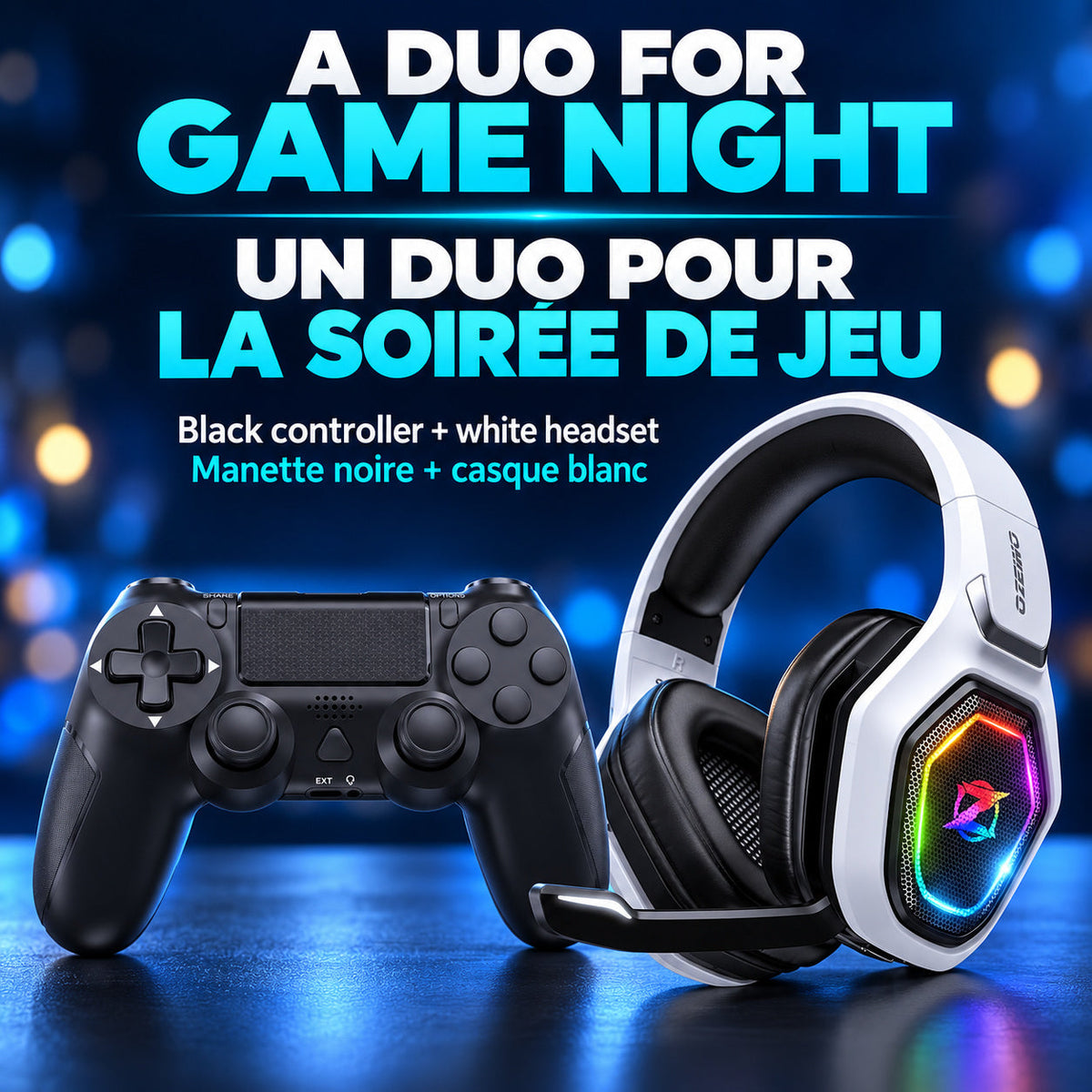 Strike Wireless Controller + Wireless Gaming Headset Gift Set — PS4/PC Controller (Dual Vibration, Touchpad, Micro-USB) + Headset for PS5/PS4/Switch/PC
