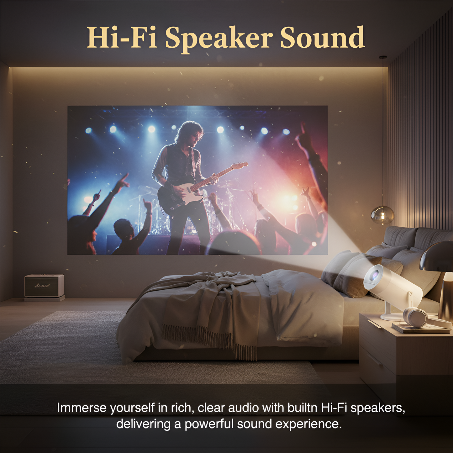 Brother eye 4k Mini projector 300 lumens , Built-in speaker , Pre installed Apps, up to 200 inch size display , 2gb ram 16gb rom ultra fast , All in One Super Mini Projector