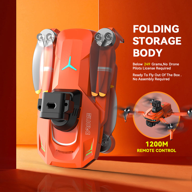 REFURBISHED: The Bigly Brothers E59 Mark III Delta Orange Superior Edition, 30-Min Flight Time, Obstacle Avoidance Drone with Camera, 720 Degrees of Obstacle Avoidance Drone with Carrying Case Below 249g