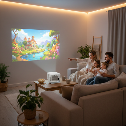 The Bigly Brothers 4K Smart Projector with WiFi & Bluetooth, Native HD Portable Home Theater Projector, Auto Keystone, Built-in Speakers, Compatible with iPhone, Android, TV Stick, Laptop