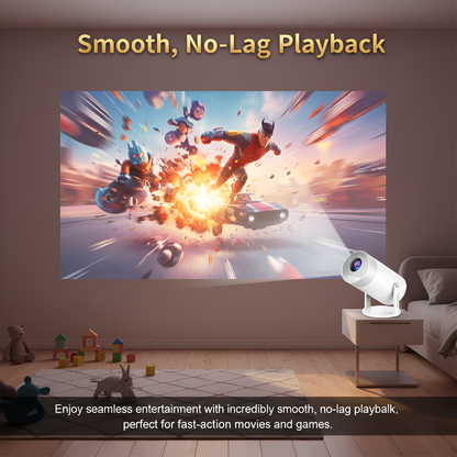 Brother eye 4k Mini projector 300 lumens , Built-in speaker , Pre installed Apps, up to 200 inch size display , 2gb ram 16gb rom ultra fast , All in One Super Mini Projector