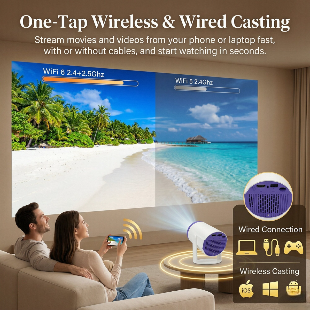 Brother Eye Mark I mini projector wireless and wired casting from a phone