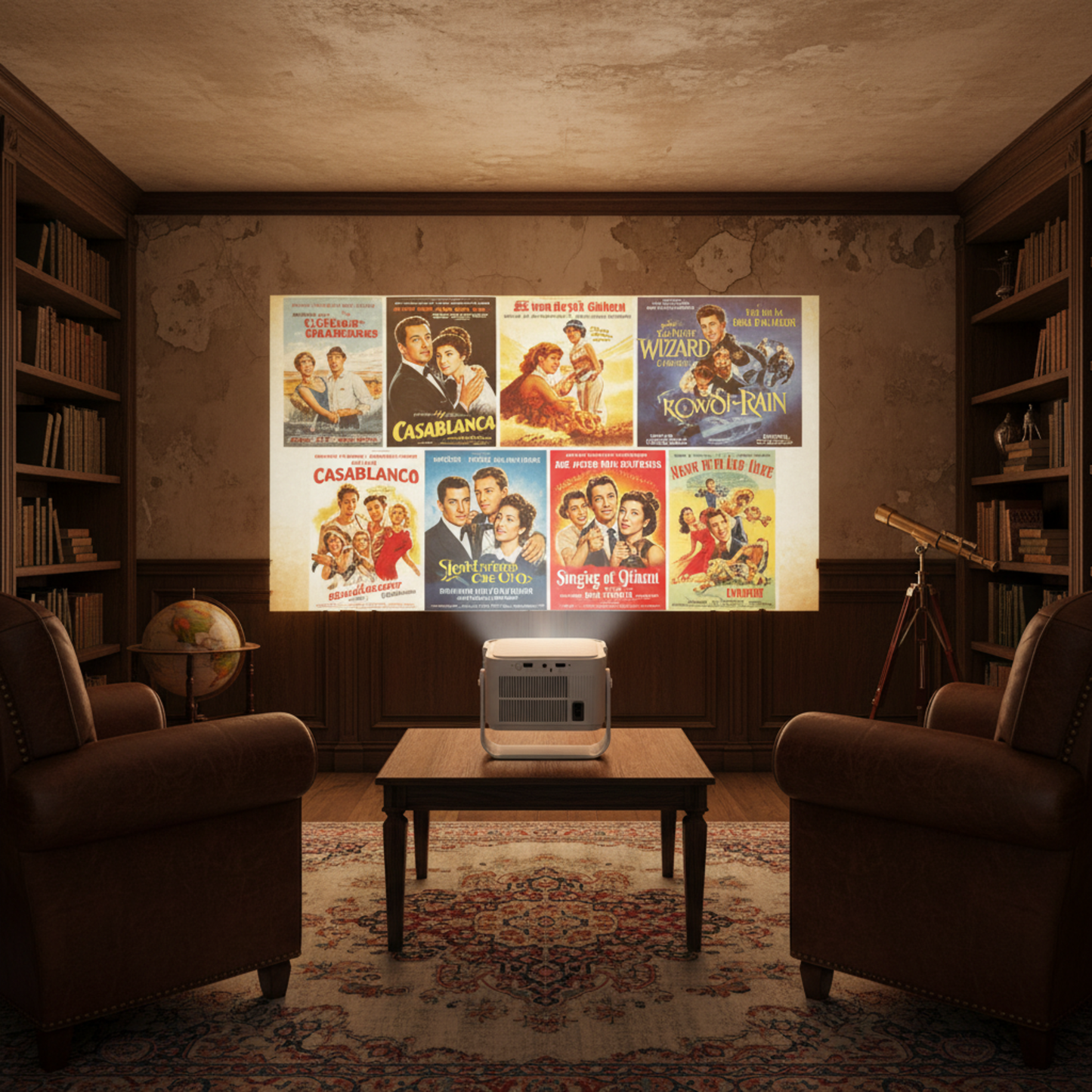 The Bigly Brothers 4K Smart Projector with WiFi & Bluetooth, Native HD Portable Home Theater Projector, Auto Keystone, Built-in Speakers, Compatible with iPhone, Android, TV Stick, Laptop