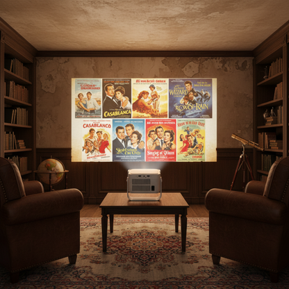 The Bigly Brothers 4K Smart Projector with WiFi & Bluetooth, Native HD Portable Home Theater Projector, Auto Keystone, Built-in Speakers, Compatible with iPhone, Android, TV Stick, Laptop