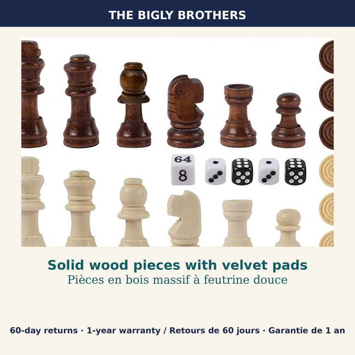 7-in-1 Wooden Board Game Set — Chess, Checkers, Backgammon, Tic-Tac-Toe, Chinese Checkers, Snakes & Ladders and Ludo in One Box with 3 Slide-Out Boards