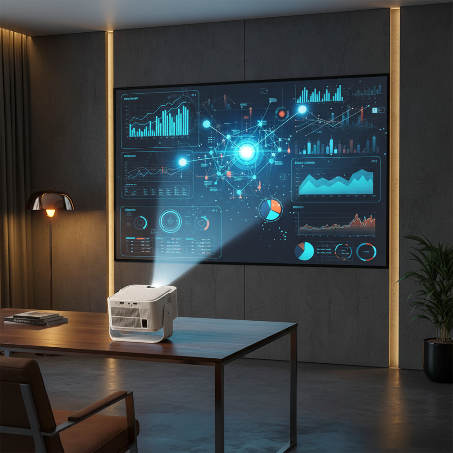 The Bigly Brothers 4K Smart Projector with WiFi & Bluetooth, Native HD Portable Home Theater Projector, Auto Keystone, Built-in Speakers, Compatible with iPhone, Android, TV Stick, Laptop