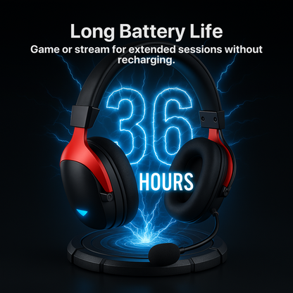 The Bigly Brothers RGB Wireless Headset with Noise-Cancelling Mic & up to 36 Hours Battery Life