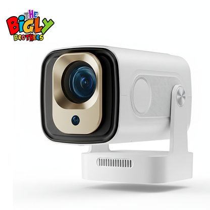 The Bigly Brothers Mini Portable Projector 1080P Full HD Supported, WiFi Bluetooth Movie Projector for Home & Outdoor Use, Auto Keystone, LED Video Projector Compatible with Phone, PC, Gaming Console