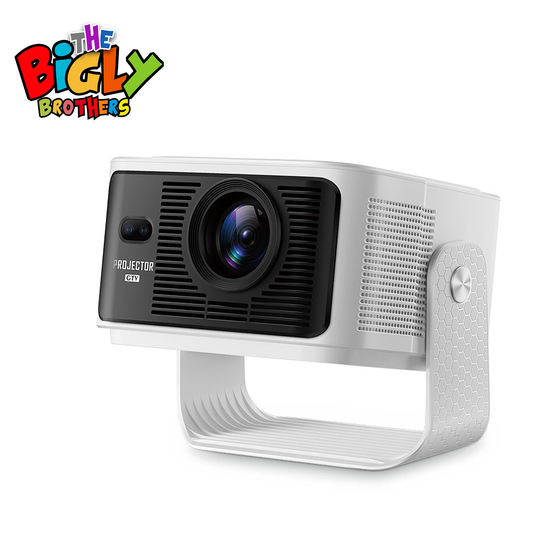 The Bigly Brothers 4K Smart Projector with WiFi & Bluetooth, Native HD Portable Home Theater Projector, Auto Keystone, Built-in Speakers, Compatible with iPhone, Android, TV Stick, Laptop
